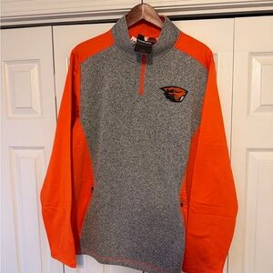 Men's Gray and Orange Quarter-Zip Jacket